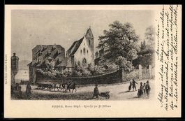 Künstler-AK Basel, Anno 1845, Kirche zu St. Alban
