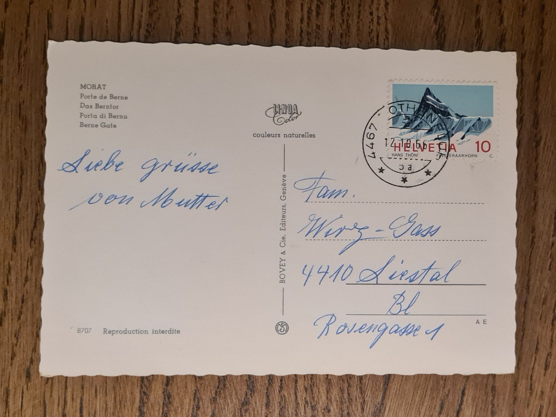 Cartoline postali: Morat Murten 1966 – Usato da Ebikon venduto da Donar50 1
