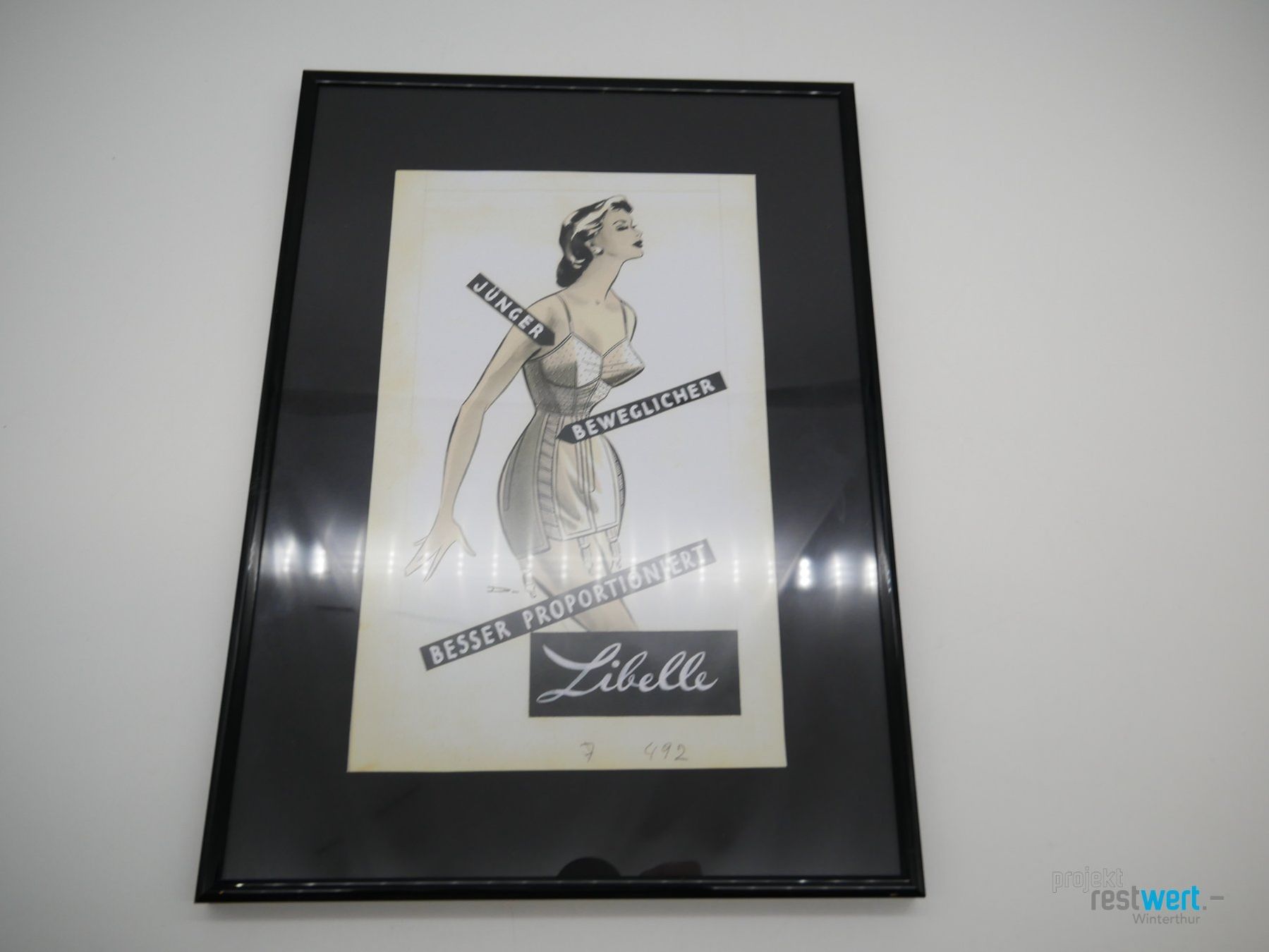 Poster & Bilder: Libelle Werbegrafik 1950er schwarzer Rahmen – Gebraucht aus Winterthur von Restwert_Winterthur 1