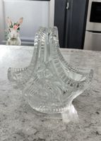 Vintage Easter Crystal Cut Glass Basket Candy Bowl
