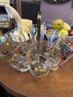 6er Set Gläser mit Halterung Vintage 50er Jahre Retro