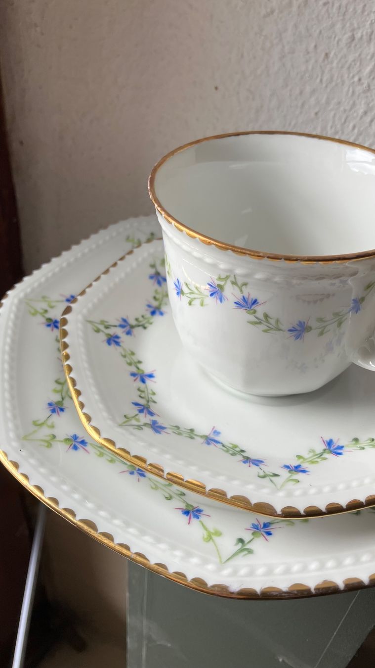 Set di piatti: ensemble vaisselle peint à la main handbemalt Gerichte – Usato da St-Cierges venduto da LeRegain