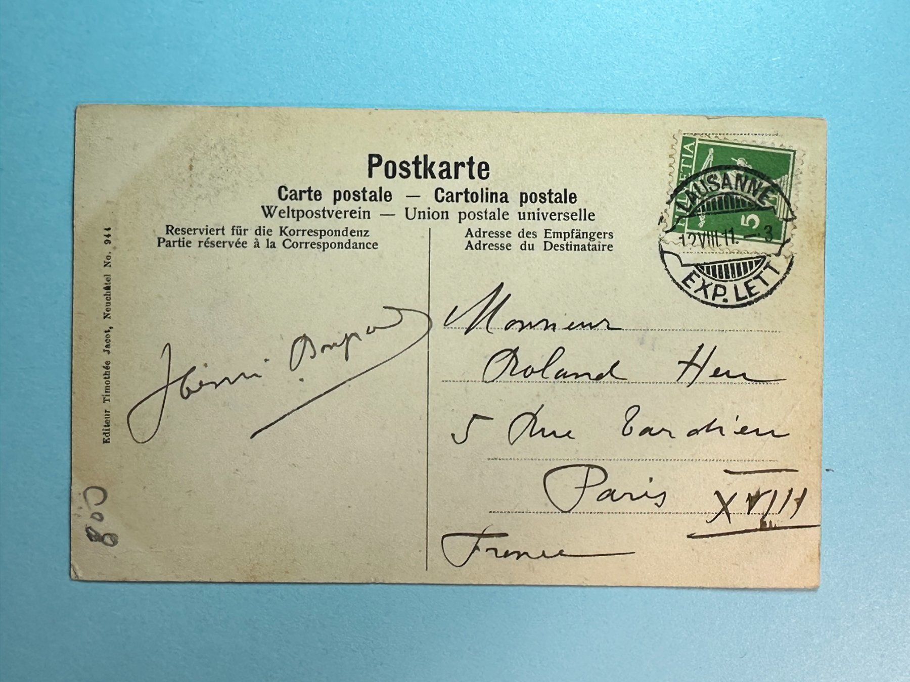 Ansichtskarten: Lausanne 1911 – Gebraucht aus Steg VS von _vinci_ 1
