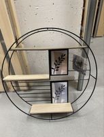 Rundes Wandregal Metall Holz 3 Ablagen mit Bild