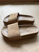 TOSCA BLU Platform Slides Size 37. Suede, Beige. New!