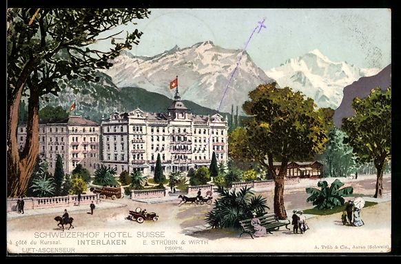 Cartoline postali: Interlaken, Schweizerhof Hotel Suisse, c – Usato da Berlin venduto da bartko-reher