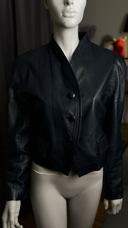 Marineblaue Lederjacke, Modissa, Größe S – ideal für den Her