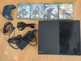 XBox One Konsole mit Controller und Spielen