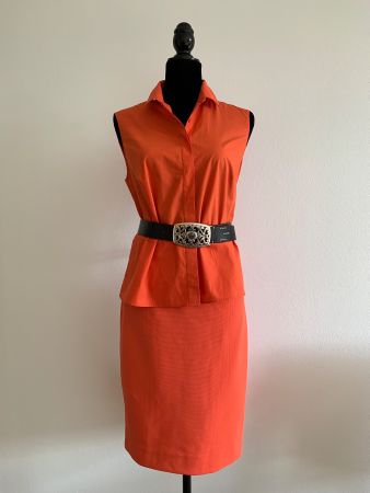 AKRIS punto: Raffiniertes papayafarbenes Kleid, 40