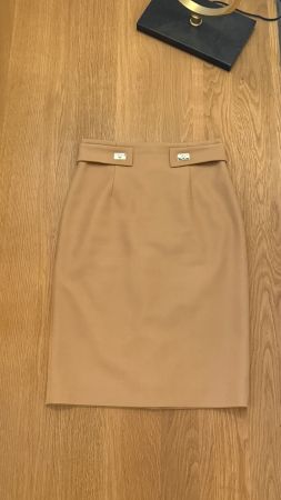 Paule Ka Paris edler Rock Pensil Wolle Casual beige XS-S