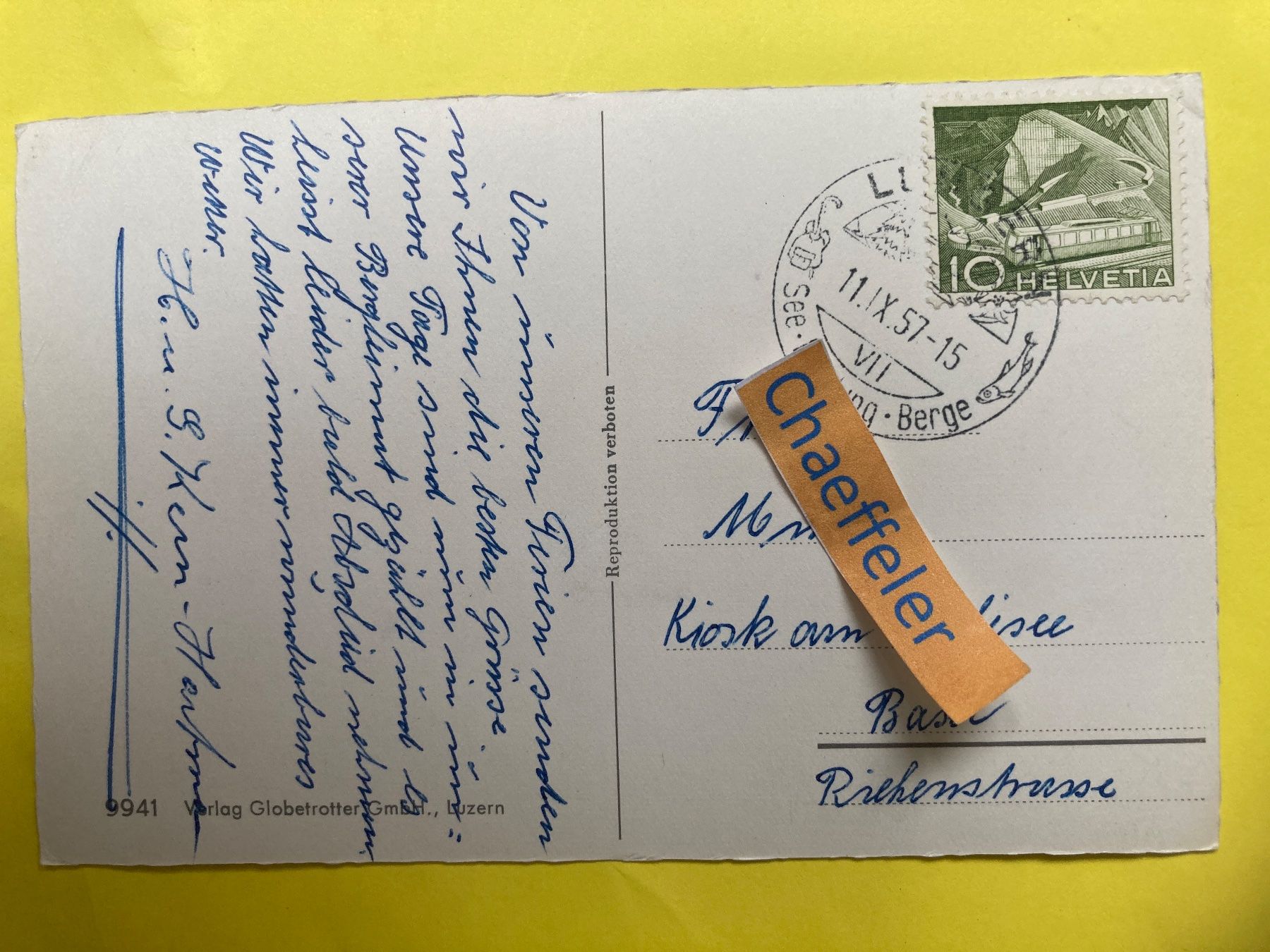 Ansichtskarten: 1957 Bergkreuz mit Lungern – Gebraucht aus Zürich von Chaeffeler 1