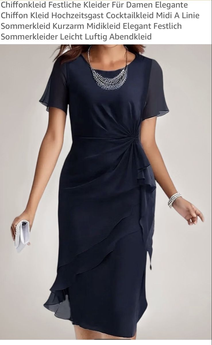 Vestiti: Damen Chiffon Kleid Dunkelblau Grösse L Elegant – Nuovo e nell'imballaggio originale da Dulliken venduto da VaSha