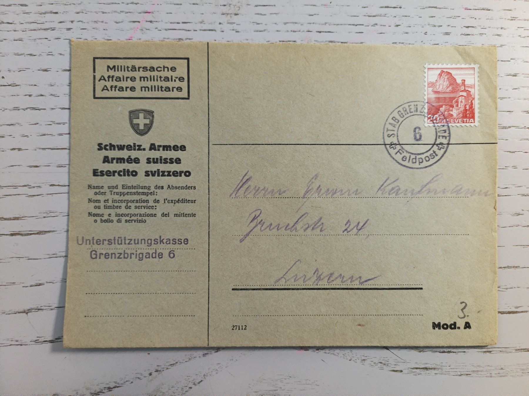 Tutti i francobolli: Feldpost Couvert STABGRENZBRIGADE 6 – Nuovo (secondo la descrizione) da Dübendorf venduto da goeggi79