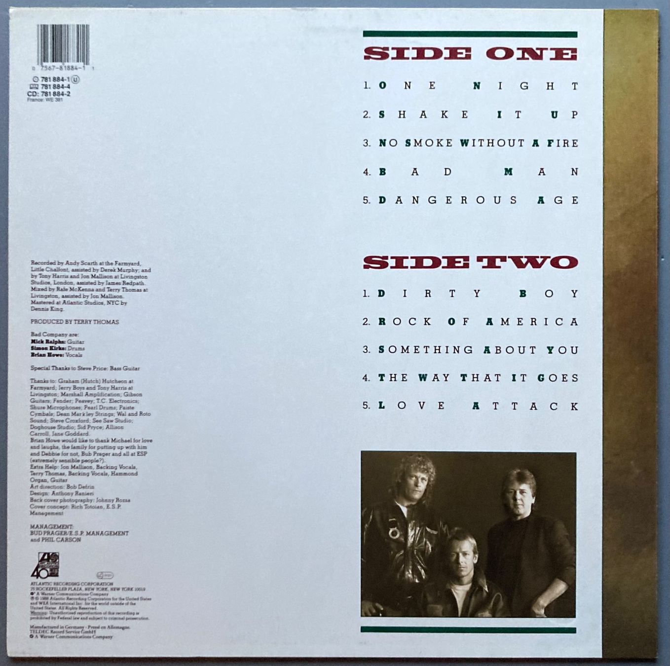 Vinyles: BAD COMPAGNY - DANGEROUS AGE – D'occasion à Poliez-Pittet par Newtown-Records 1