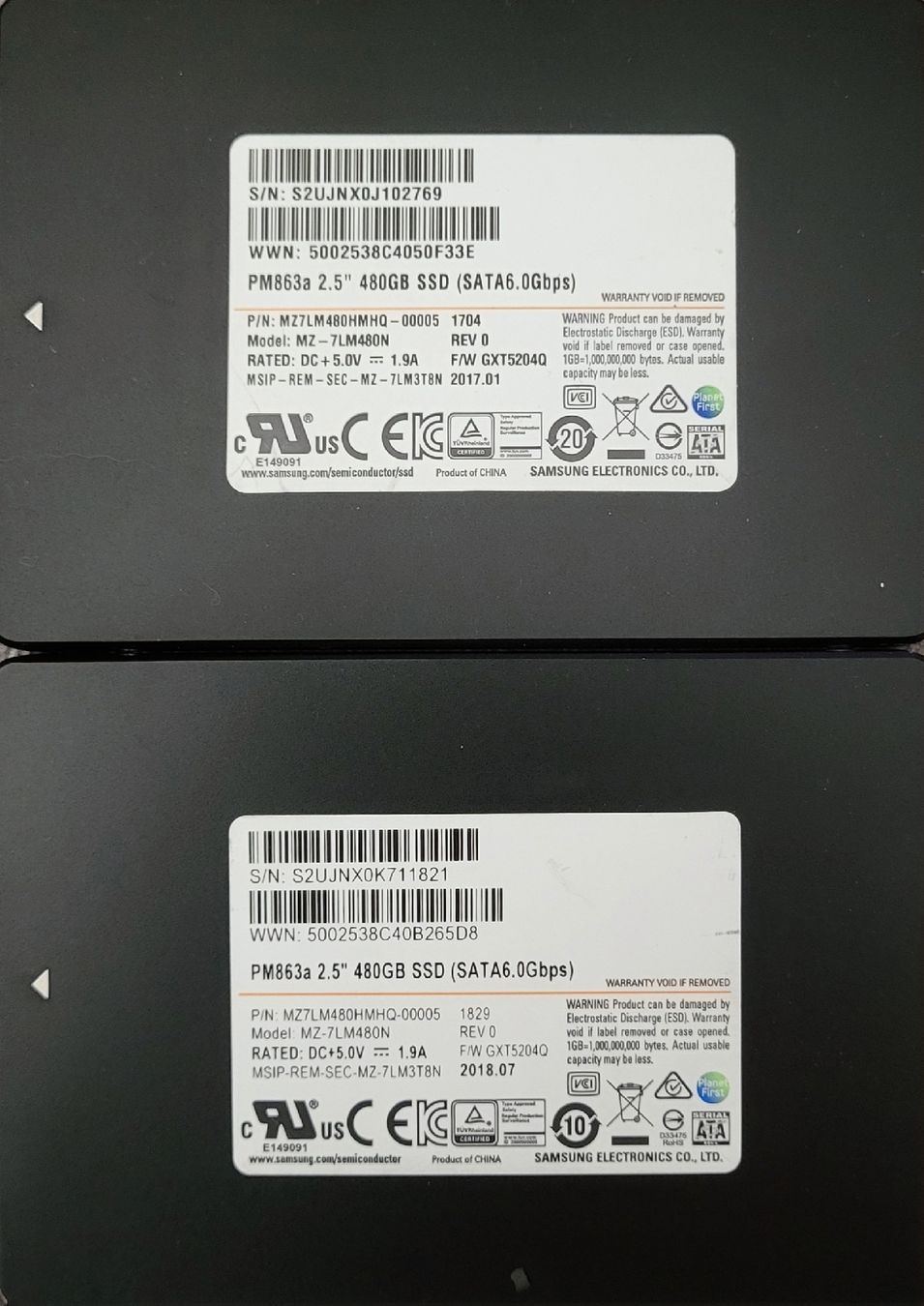 Samsung Dischi rigidi: 2×Samsung PM863a 2.5" 480GB SSD SATA6.0Gbps – Usato da Zürich venduto da Gulbi1919