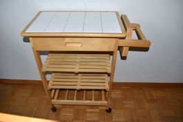 Küchenwagen aus Holz Fliesenplatten H: 84cm, B: 77cm, T:37cm