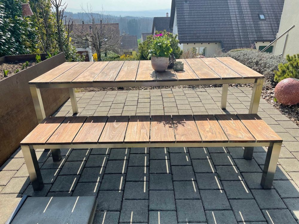 Gartentisch und Bank aus Teak Kaufen auf Ricardo