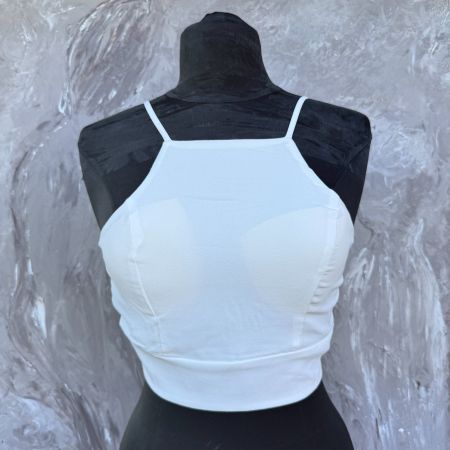 Crop top blanc à bretelles