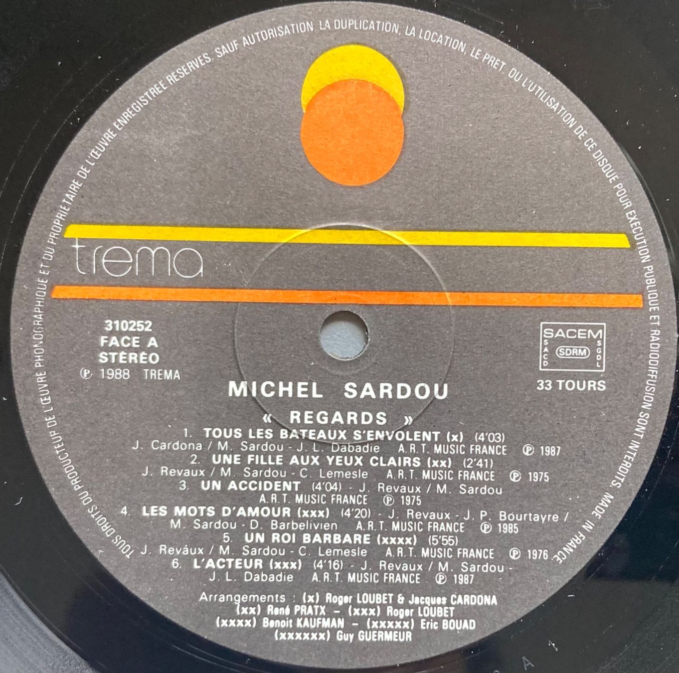 Schallplatten: MICHEL SARDOU - REGARDS – Gebraucht aus Poliez-Pittet von Newtown-Records 3