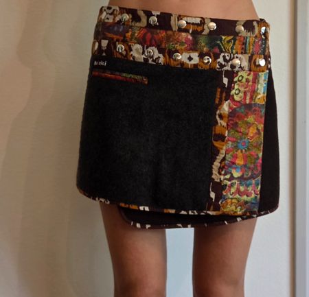 Moshiki Wickelrock Kurz Damen bunter Print 36 cm