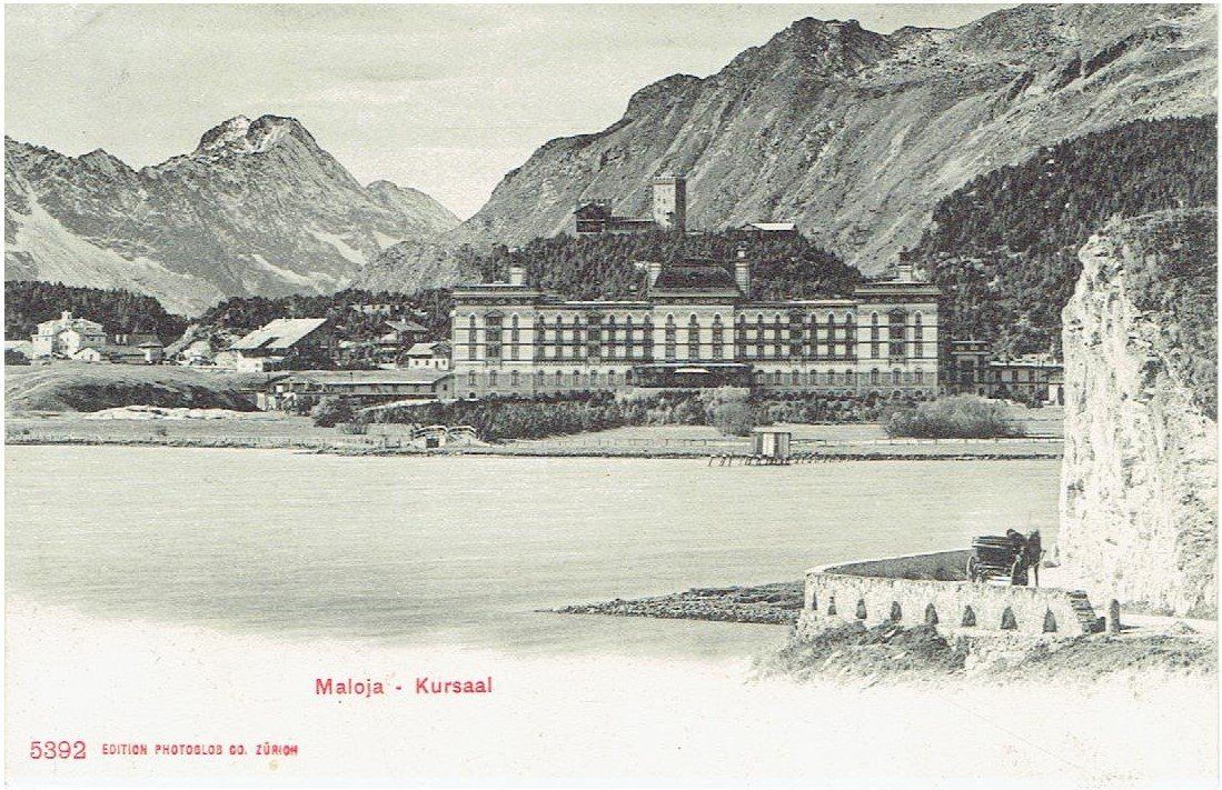Cartoline postali: Maloja - Kursaal, um 1900 – Usato da Flims - Dorf venduto da Stagediver