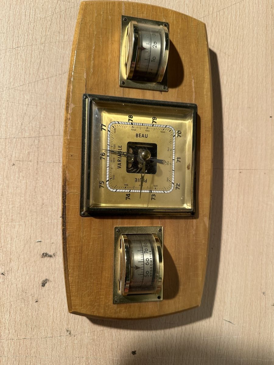 Baromètre Thermomètre Sundo En Bois – Instrument Météo Ancien/vintage – Allemagne