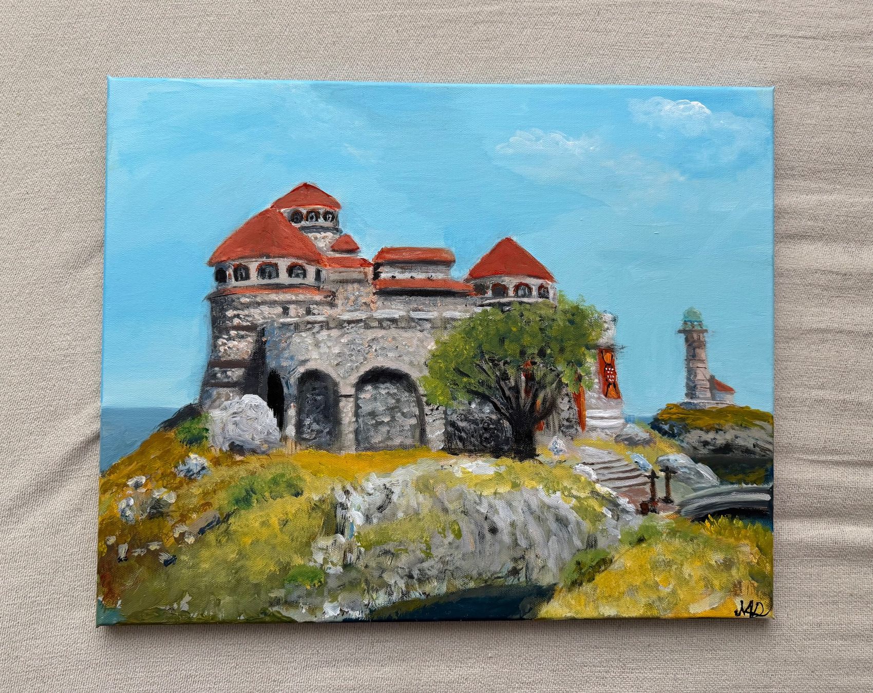 Gemälde: Gemälde Schloss mit Leuchtturm, 40x50cm – Neu und originalverpackt aus Pfäffikon SZ von Andrei_Moro_Kunst 1