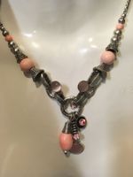 Collier fantaisie rose strass et perles