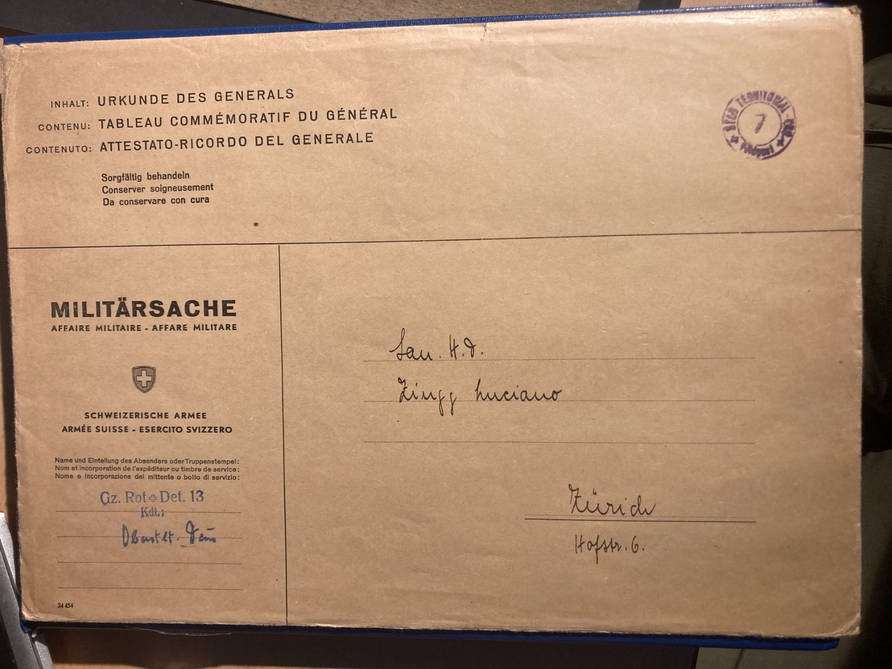 Dokumente: Schweiz Urkunde des Generals Dank Einsatz 2.Weltkrieg – Gebraucht aus Liestal von schnueps 1