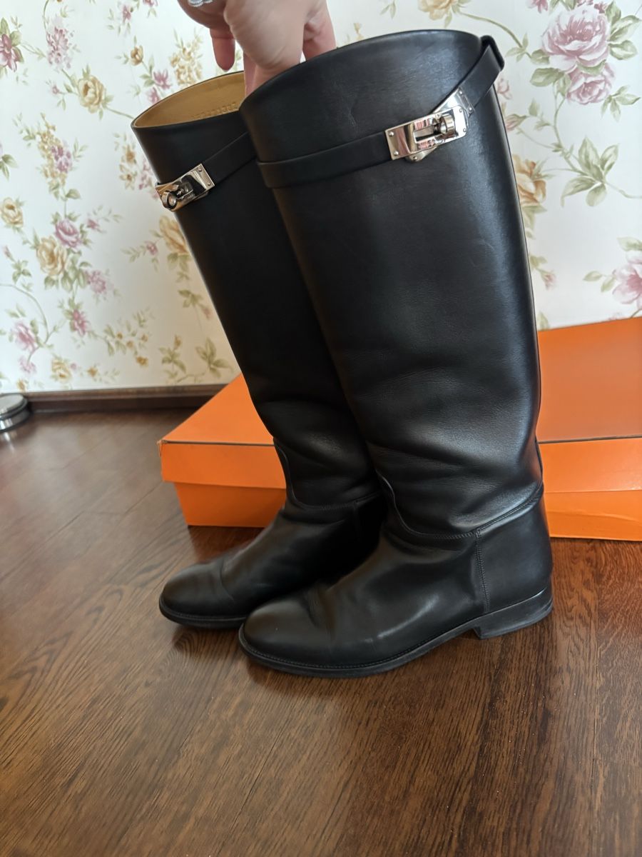 Hermès Chaussures femmes: Hermès Black Riding Leather Boots - Size 38.5 - Classic – D'occasion à Geneve par wer_7s7p 2