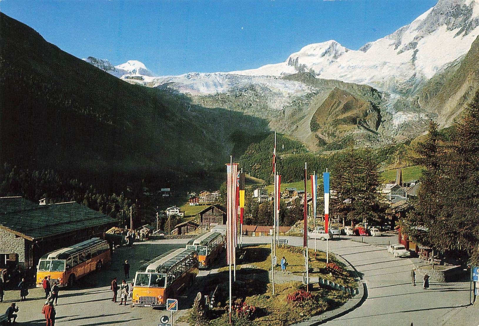 Ansichtskarten: Postauto Voiture postale Auto Postale PTT Saas Fee Wallis – Gebraucht aus Biasca von Blenio71