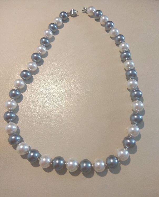 Multicolor Muschelperlen Halskette Nickel-Free Kaufe 8/10/12 MM Mischfarbe Blau Grau Schwarz Runde Südsee Muschel Perlenkette DIY Muttertagsgeschenke Für Schmuckherstellung 18 Zoll Zum Preis Ab 5.86 Gray Pearl
