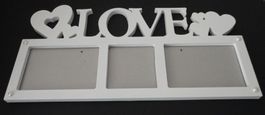 Bilder-/Fotorahmen aus Kunststoff/Glas für 3 Bilder "LOVE"