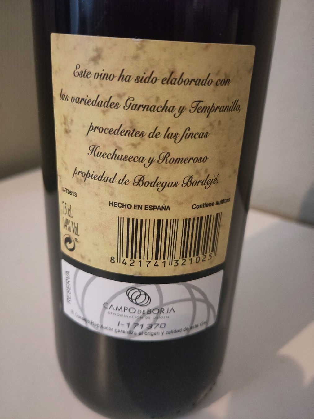 Wein: 4 FL. BORDEJÉ, Campo de Borja, Reserva 2013 – Neu (gemäss Beschreibung) aus Basel von Morgenmuffel 3