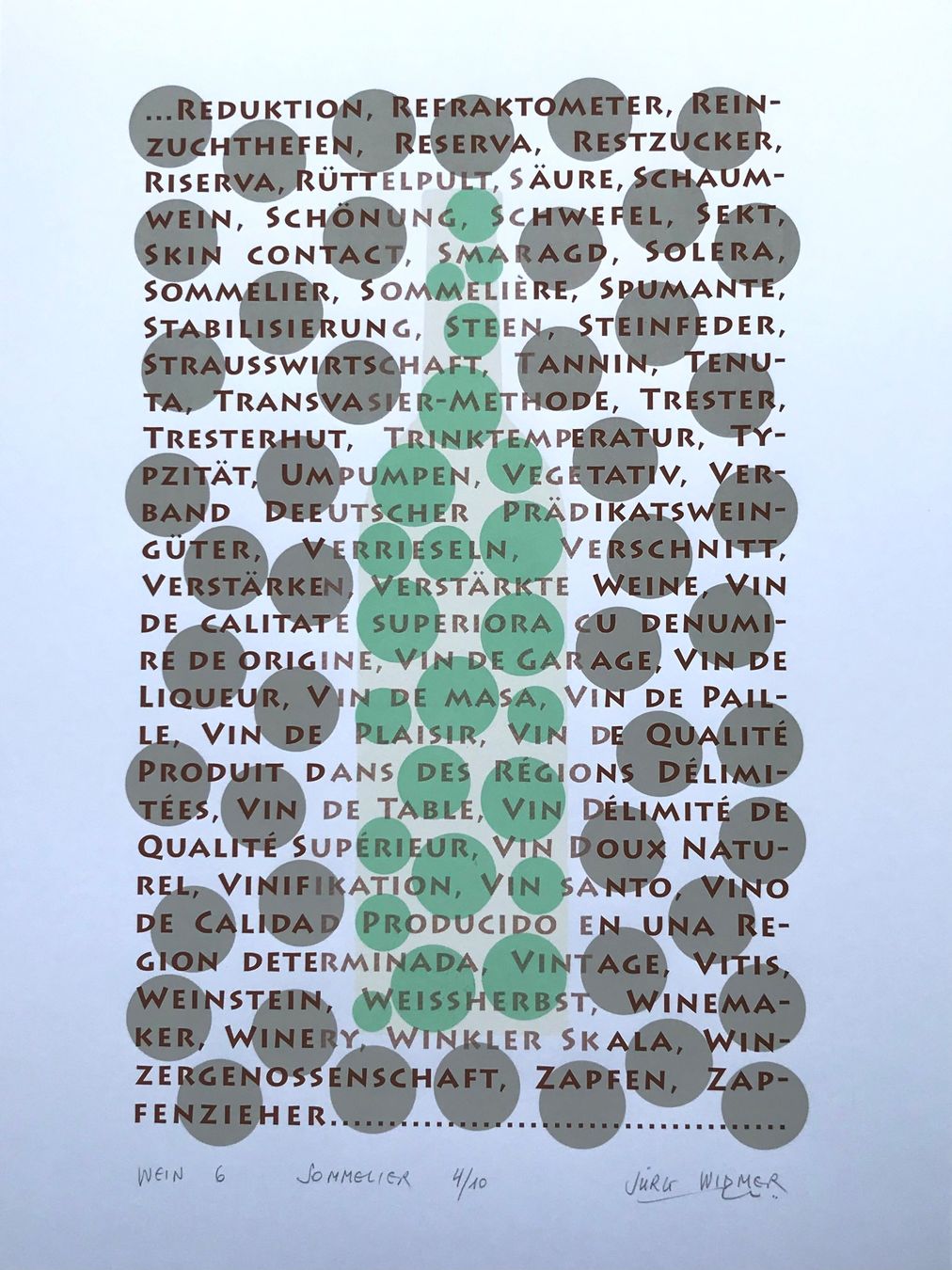 Grafica & Litografie: Artwine 6, Jürg Widmer, Siebdruck – Nuovo e nell'imballaggio originale da Seltisberg venduto da quadartswiss