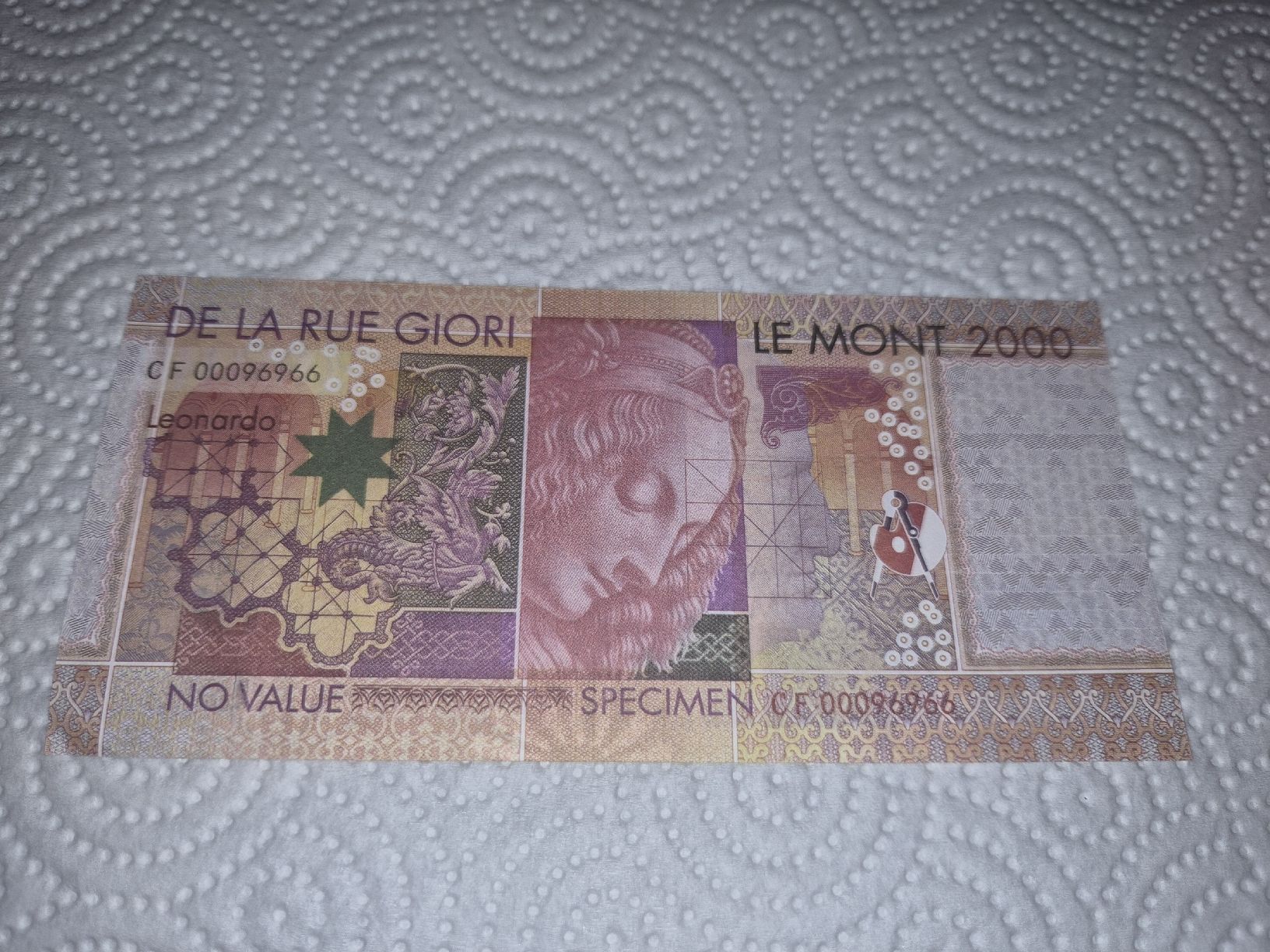 Billets de banque: Billet commémoratif Leonardo da Vinci – Neuf (Voir description) à Senèdes par hen_fw8b 1