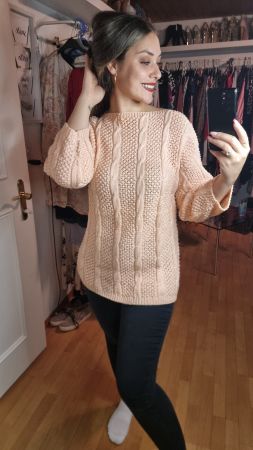 Zarter Strickpullover Gr. 38/40 , Lachs, perfekt für Herbst