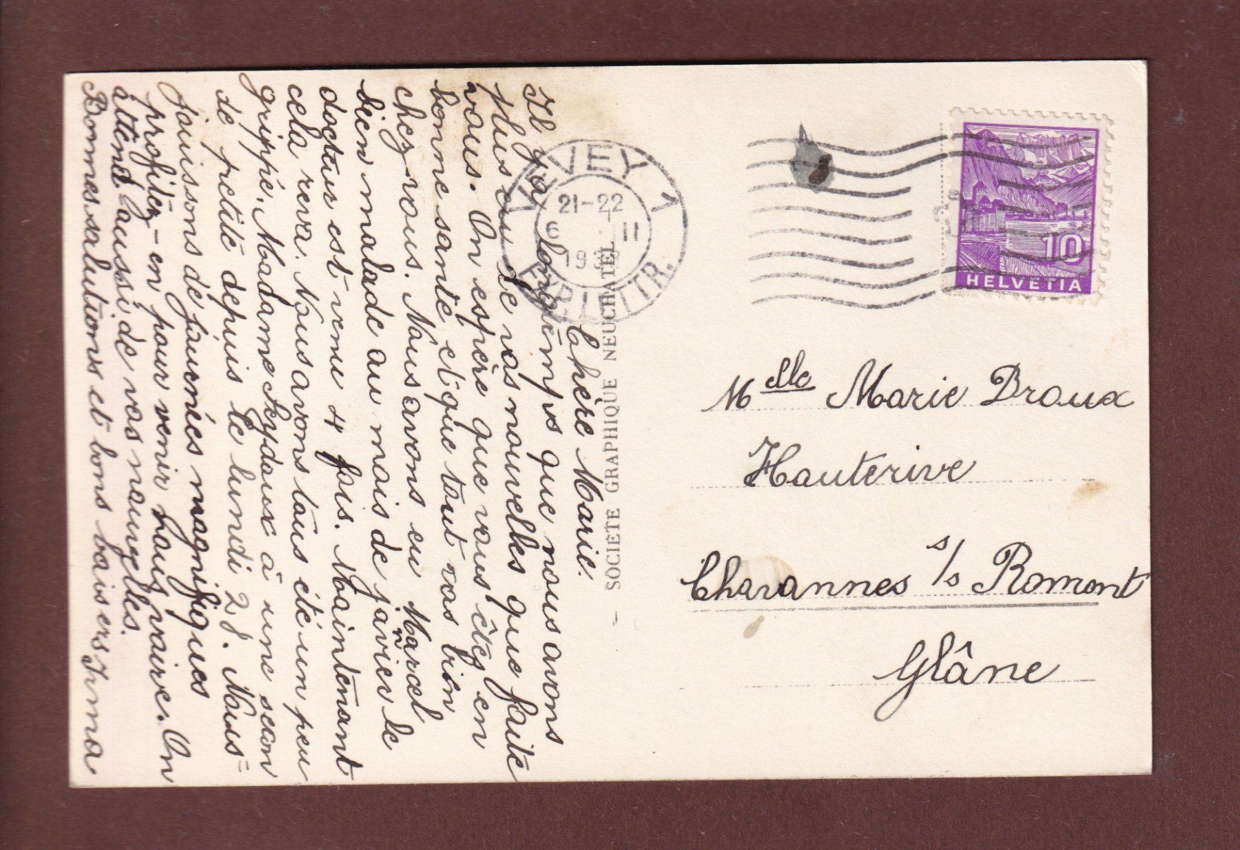 Cartoline postali: VEVEY - Les Cygnes - 1938 – Usato da Pully venduto da nicecards 1