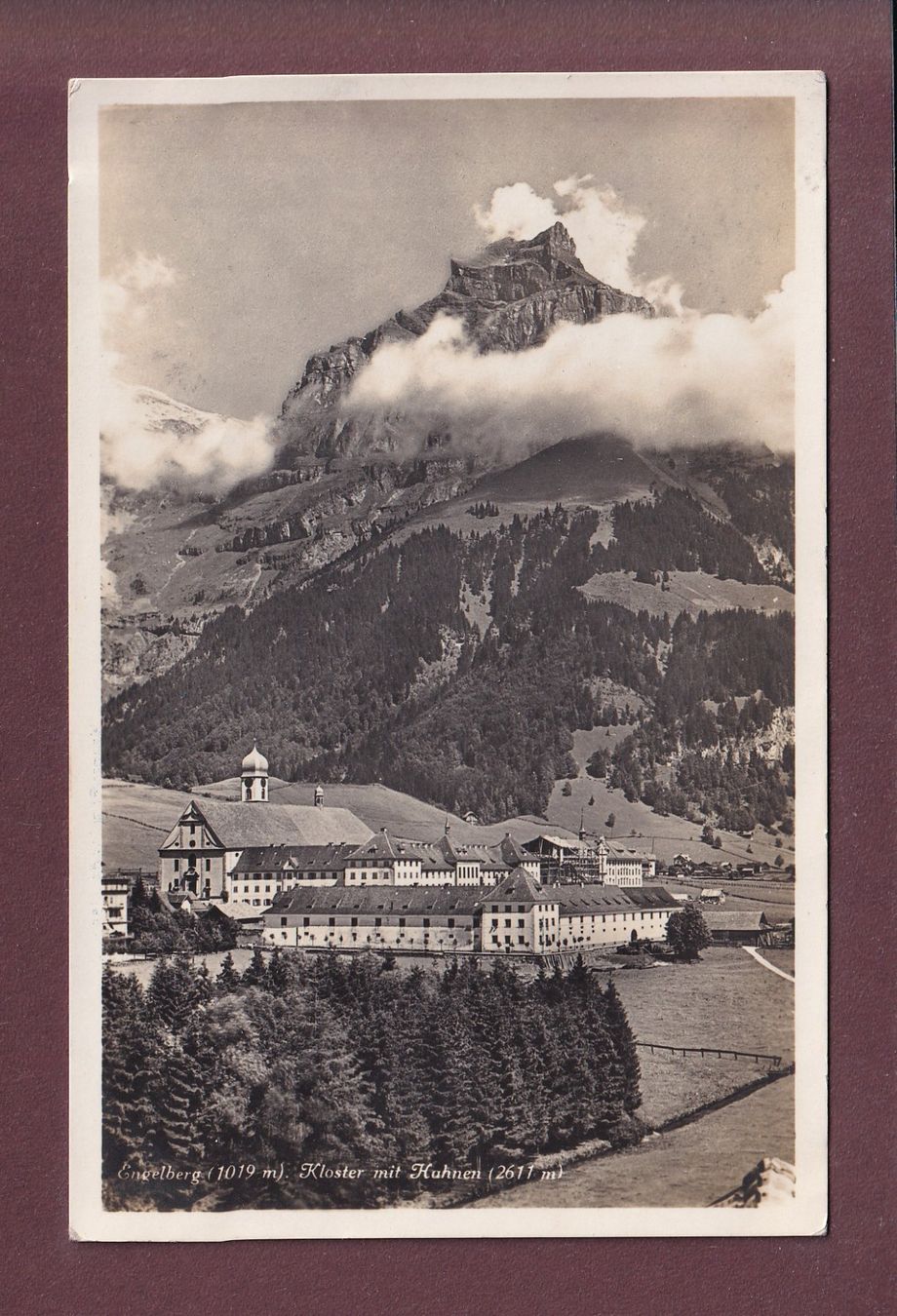Cartoline postali: ENGELBERG - Kloster mit Hahnen - 1928 – Usato da Pully venduto da nicecards