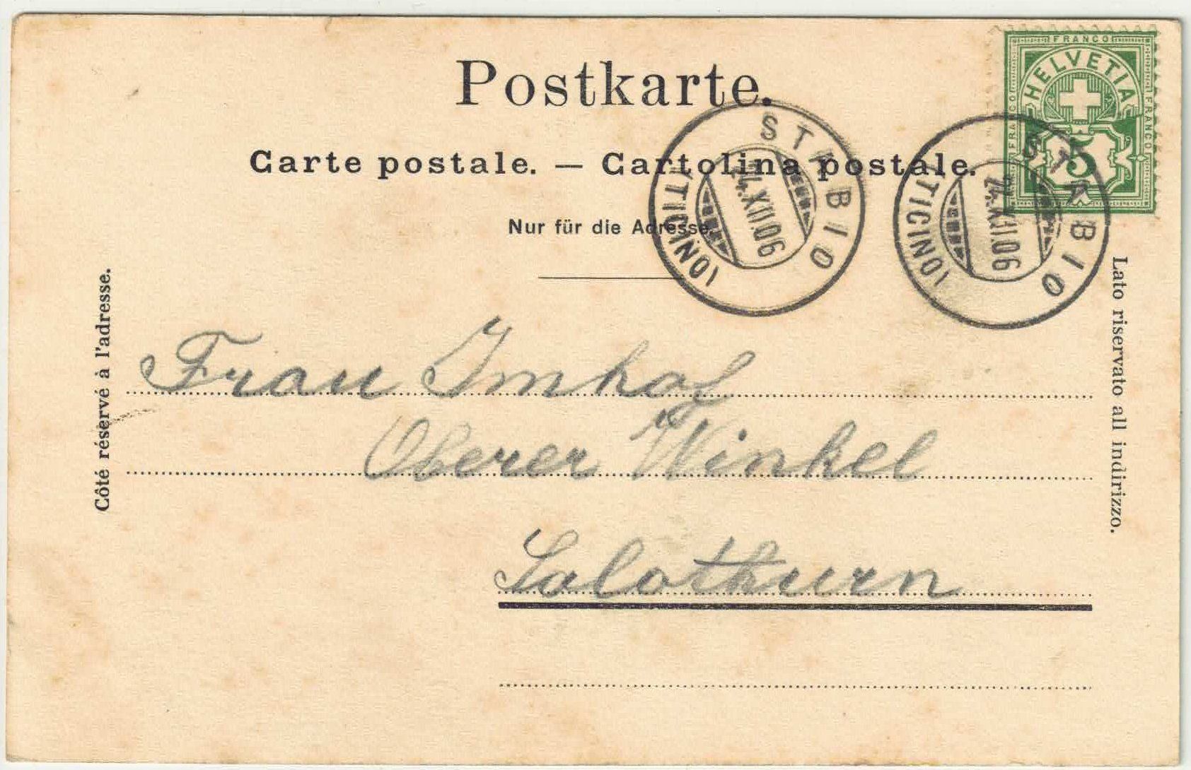 Cartoline postali: Stabio - Oratorio di St. Rocco - animee – Usato da Ettingen venduto da Kartenplanet 1