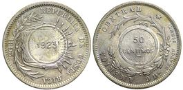 Costa Rica, 50 Centimos 1923, überstempelt