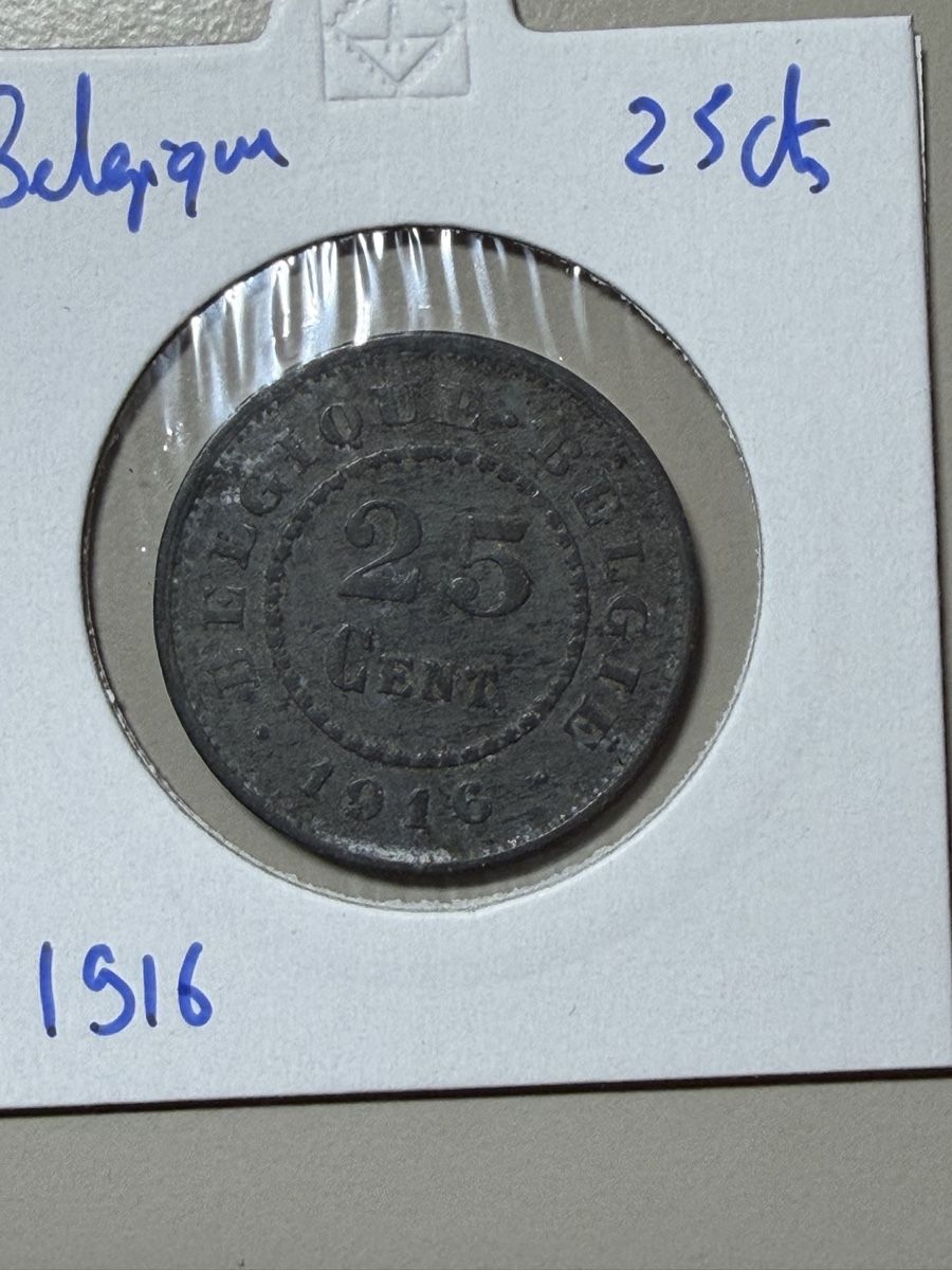 Alle Münzen: Belgique - 25 centimes - 1916 – Gebraucht aus Payerne von Mike1682
