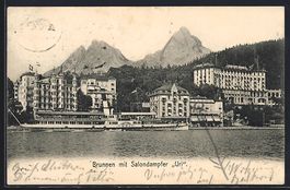 Brunnen, Salondampfer Uri vor der Ortsch