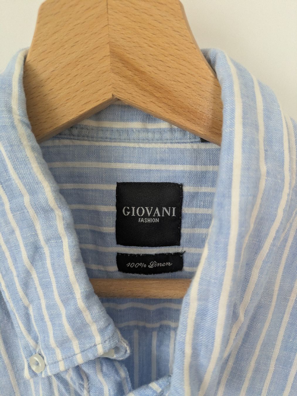 Camicie: Herren Hemd GIOVANI 100% Leinen hellblau gestreift Gr. S/M – Usato da Rorschach venduto da joh_v2y2 1
