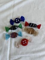6 Glasbonbons Dekoration bunt verschiedene Farben 