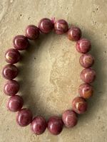 Echstein Rosa Rhodonit Stretch-Armband (12mm Perlen)