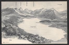 Zug und Zugersee Panoramakarte