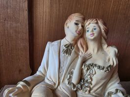 schwere Hochzeit Paar Skulptur Figur signiert