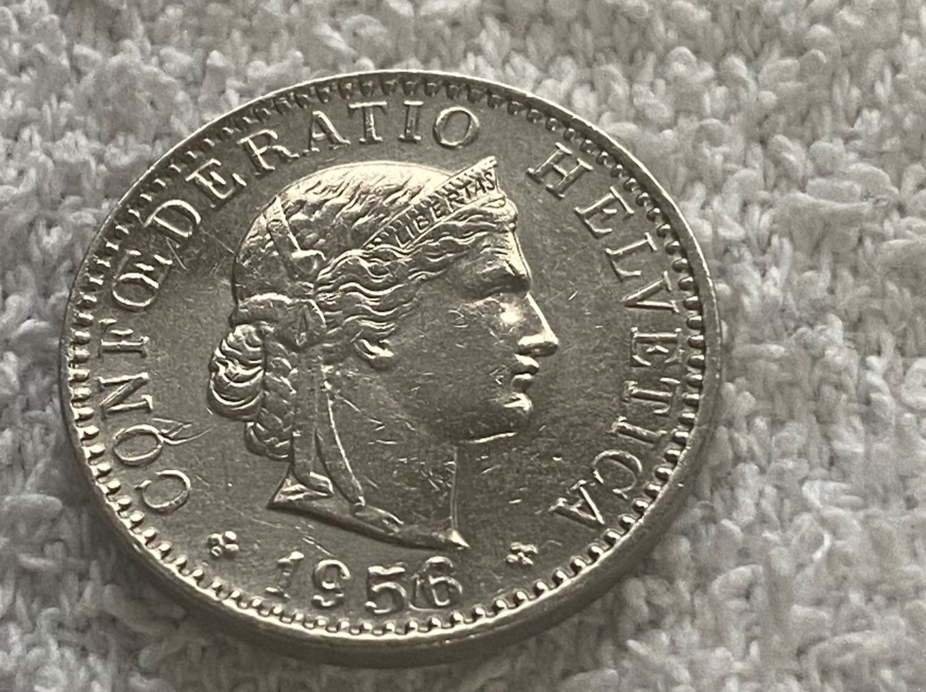 Alle Münzen: 20 centimes/rappen 1956 – Gebraucht aus Nyon von Ilmi09
