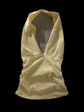 Damen Neckholder Top gelb gerafft Grösse S neuwertig